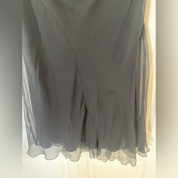 Alfani Midi Skirt Size 10 Black Silk Lined Side Zip Layered - Picture 5 of 7
